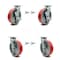 Service Caster 8 Inch Red Poly on Cast Iron Caster Set with Ball Bearings 4 Swivel Lock 2 Brake SCC-30CS820-PUB-RS-TLB-BSL-2-BSL-2 - alternate 1